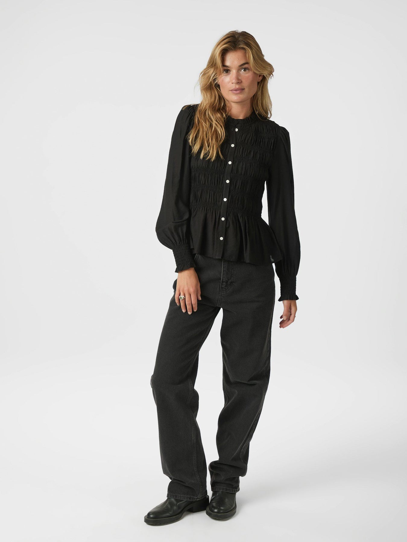 Mocca Smock Blouse - Black