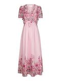 Serna Flower Print Dress - Ljusrosa