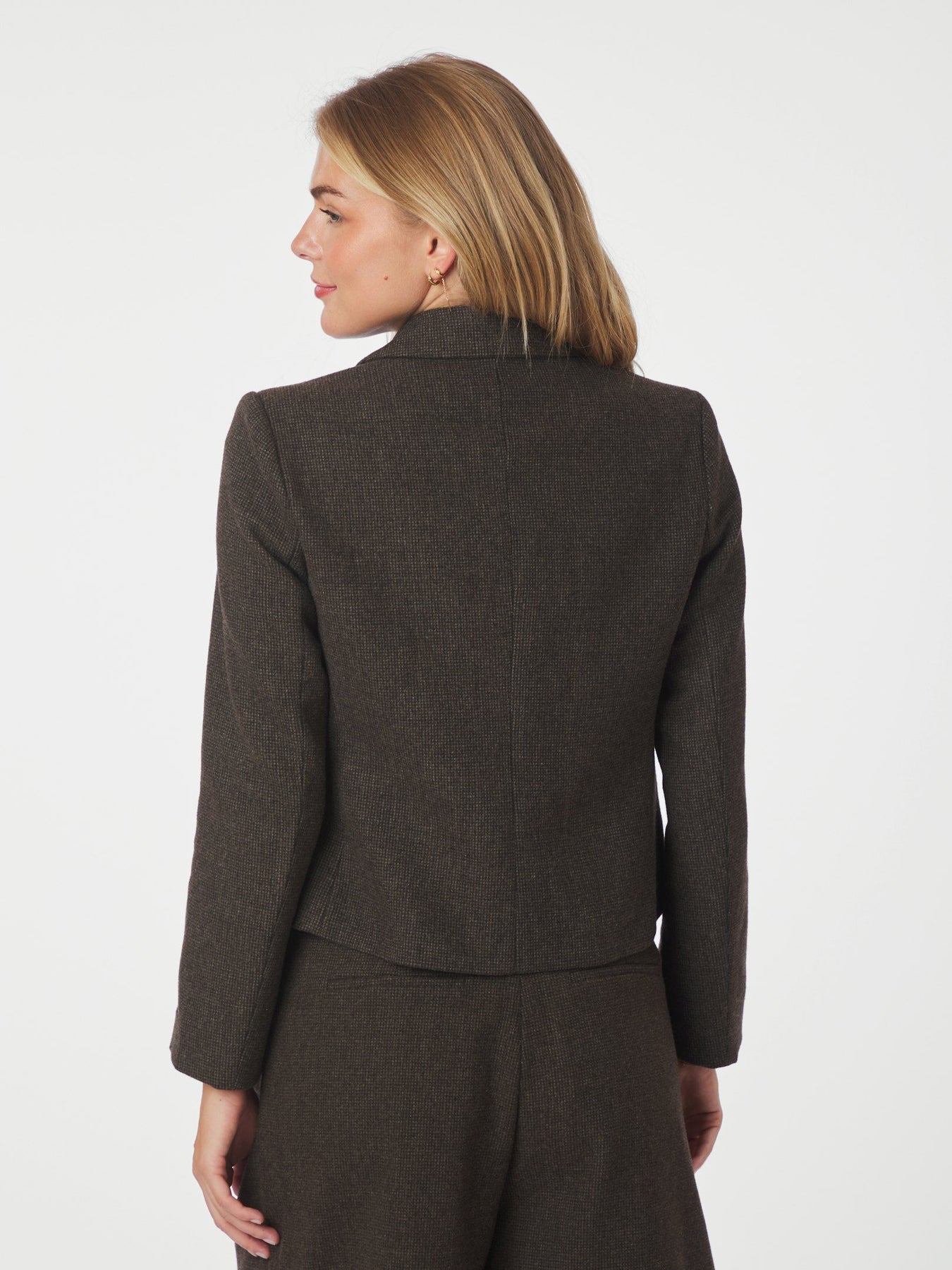 Waed Mini Check Blazer - Brunmelerad