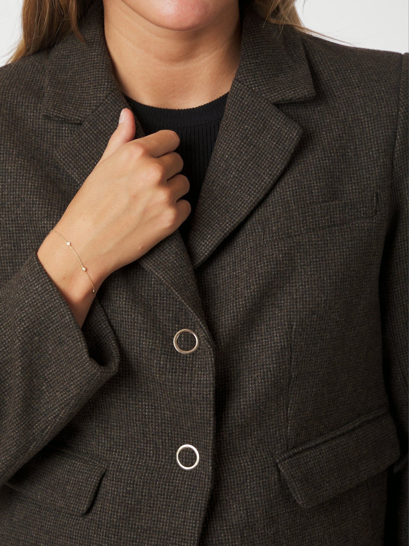 Waed Mini Check Blazer - Brunmelerad