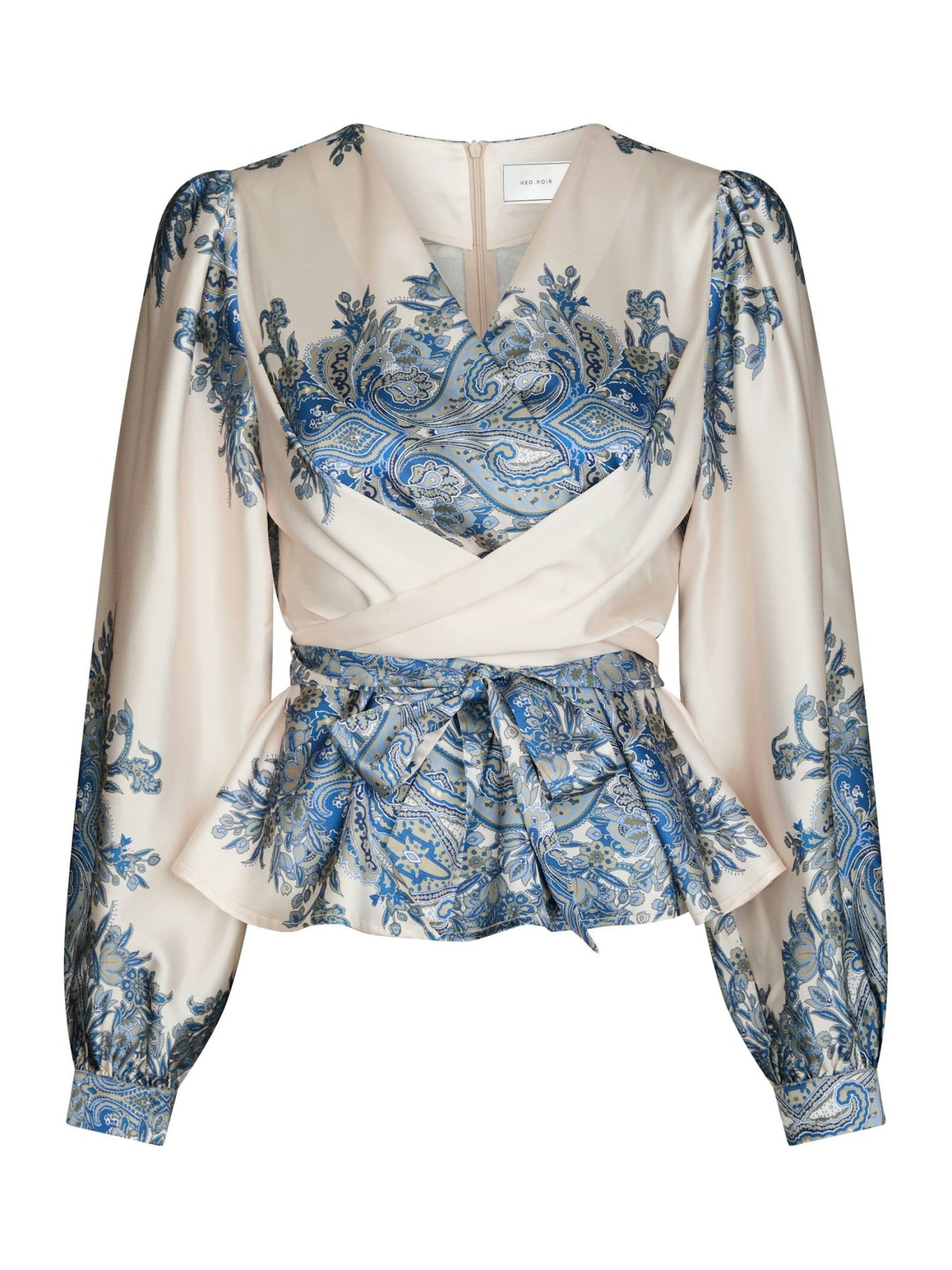 Rista Paisley Border Blus - Ash Blue