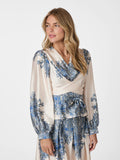 Rista Paisley Border Blus - Ash Blue