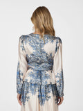 Rista Paisley Border Blus - Ash Blue