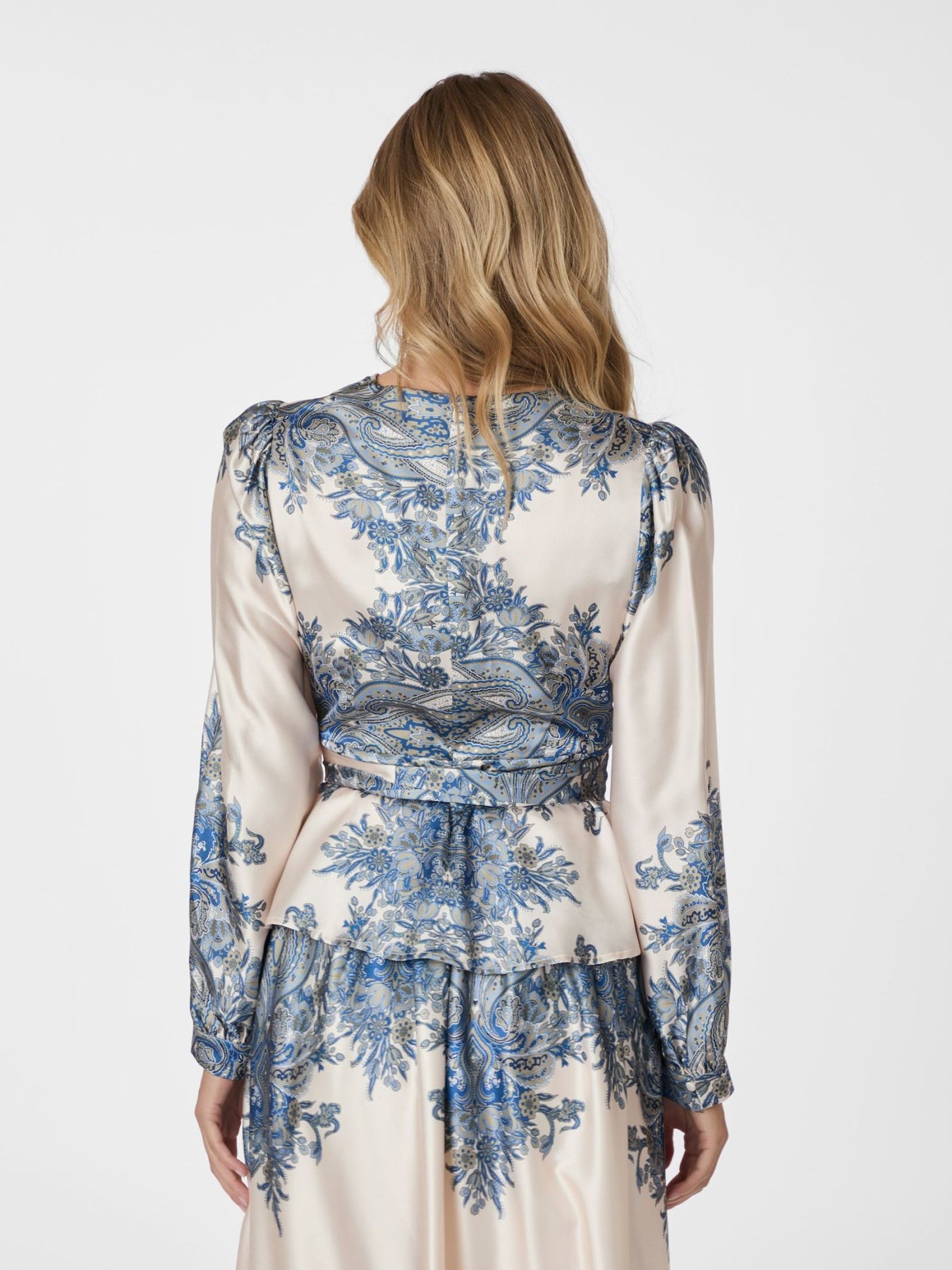 Rista Paisley Border Blus - Ash Blue