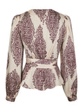 Rista Paisley Drop Blus - Burgundy