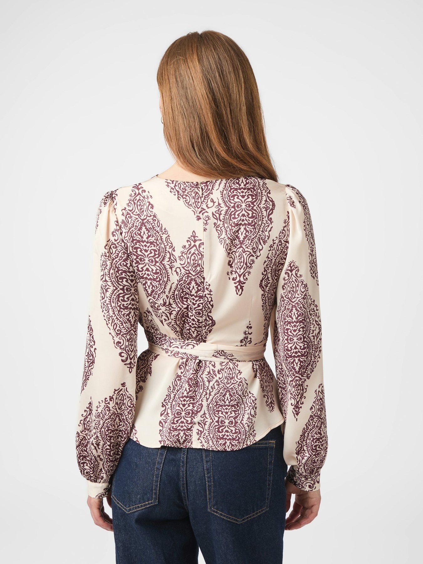 Rista Paisley Drop Blus - Burgundy
