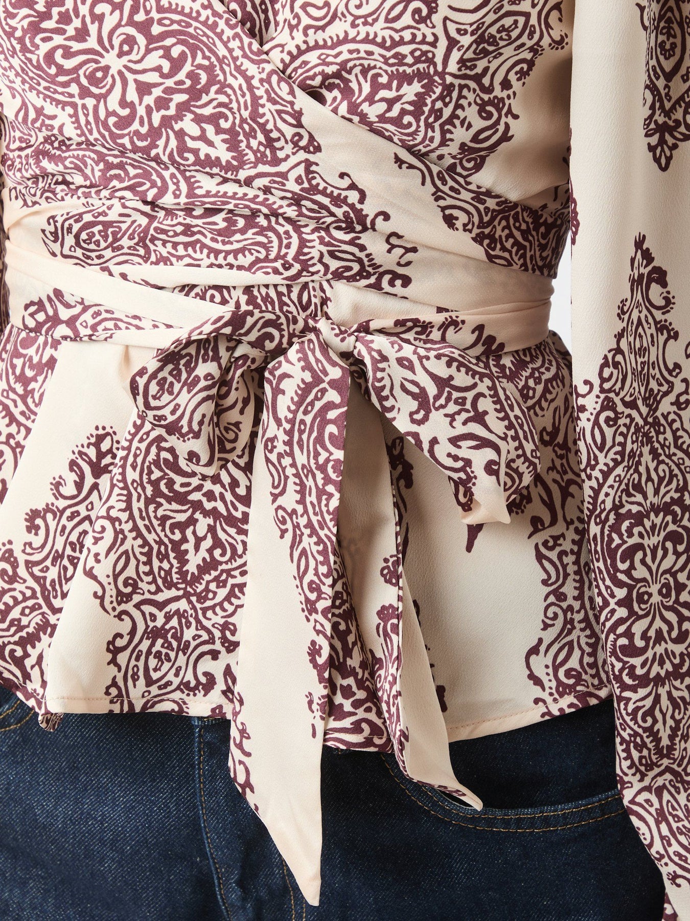 Rista Paisley Drop Blus - Burgundy