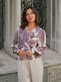 Rista Paisley Drop Blus - Burgundy
