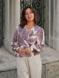 Rista Paisley Drop Blouse - Burgundy