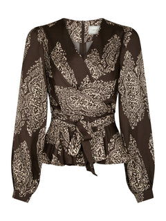 Rista Paisley Drop Blouse - Dark Brown
