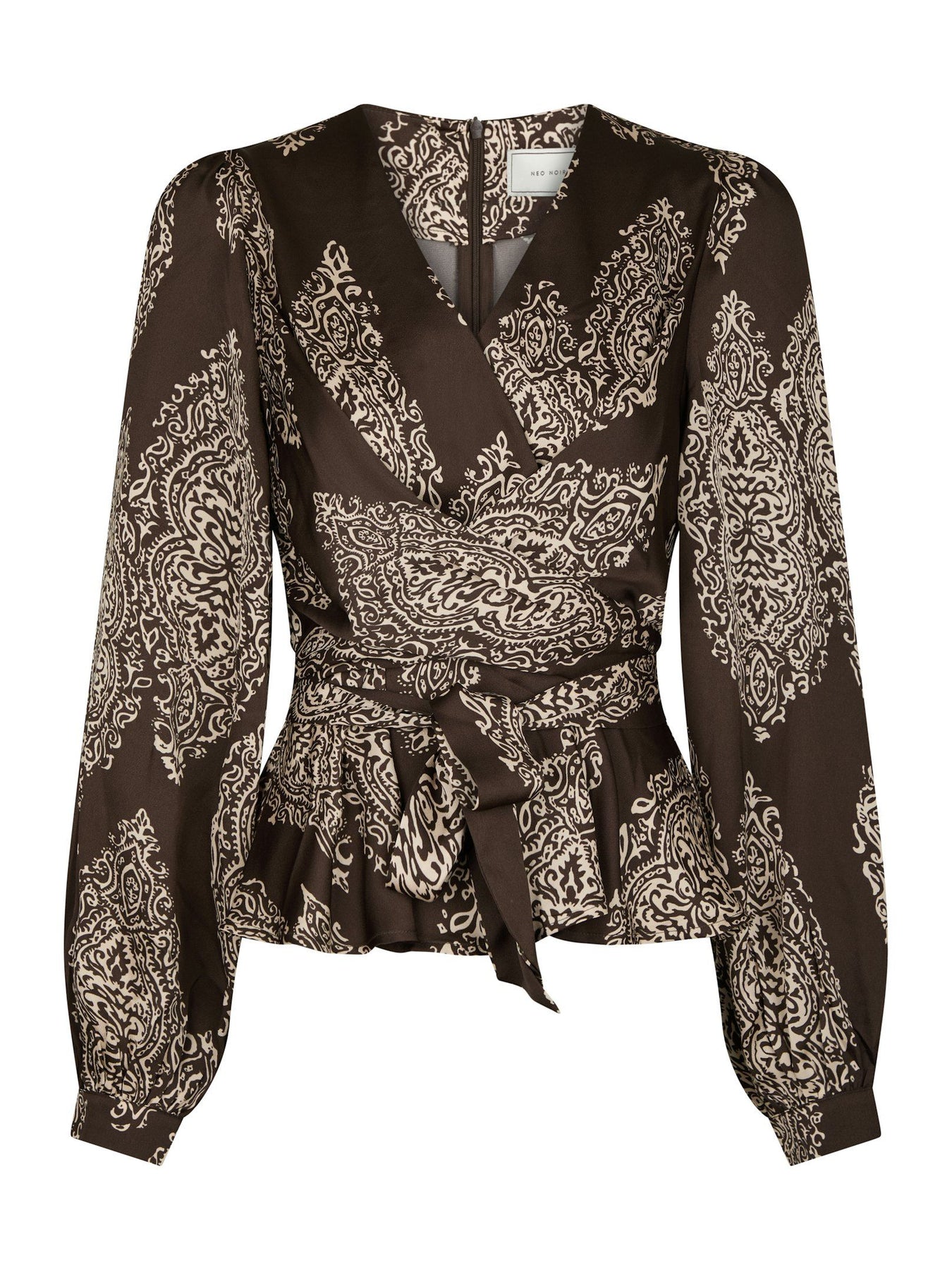 Rista Paisley Drop Blus - Dark Brown