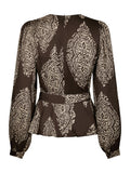 Rista Paisley Drop Blus - Dark Brown