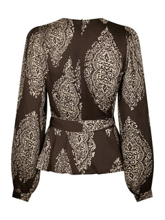 Rista Paisley Drop Blouse - Dark Brown