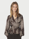 Rista Paisley Drop Blus - Dark Brown