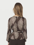 Rista Paisley Drop Blus - Dark Brown