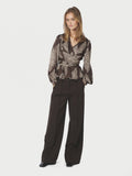 Rista Paisley Drop Blus - Dark Brown