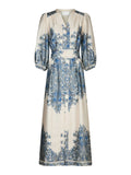 Stellar Paisley Border Dress - Ash Blue