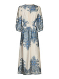 Stellar Paisley Border Dress - Ash Blue