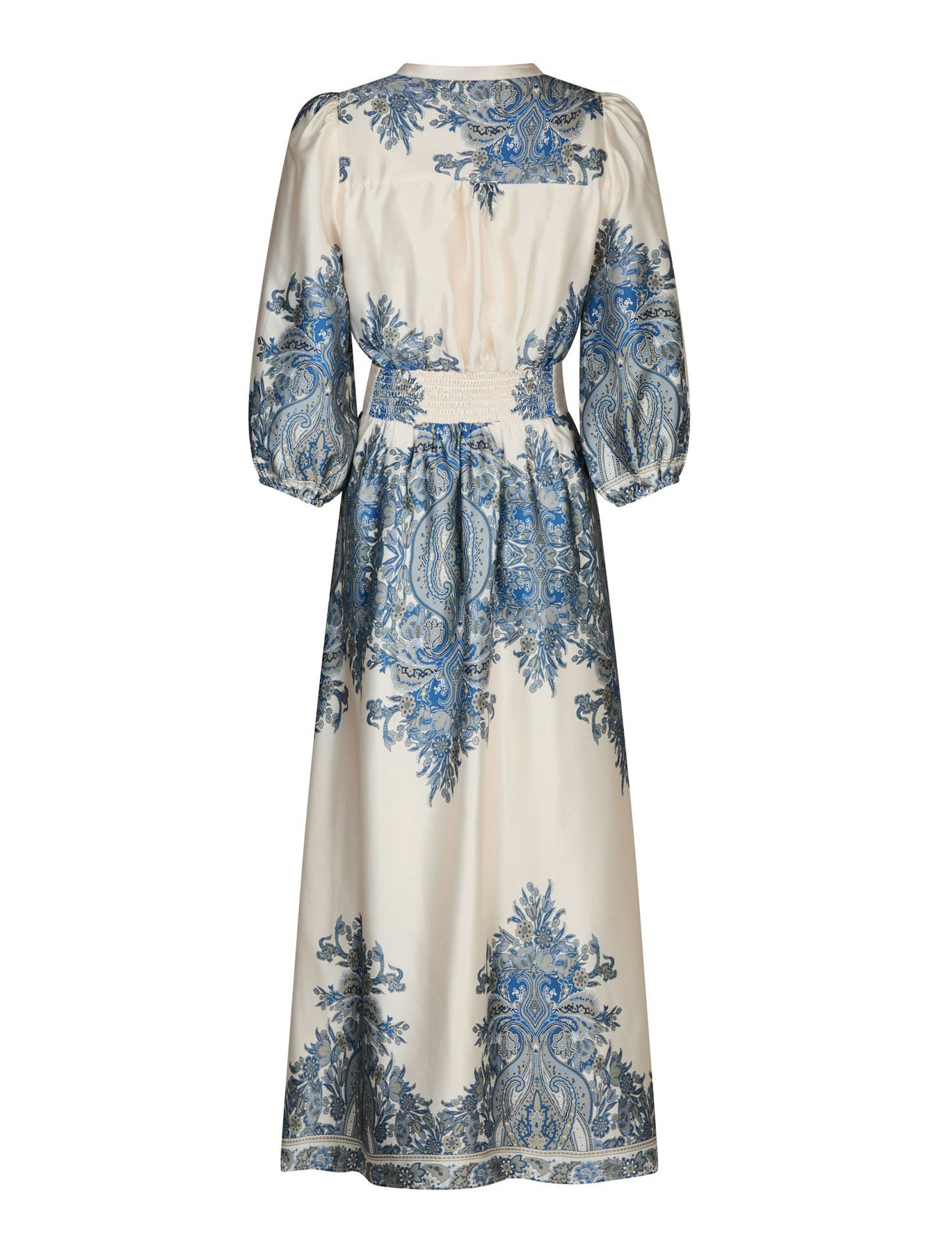 Stellar Paisley Border Dress - Ash Blue