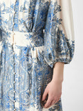 Stellar Paisley Border Dress - Ash Blue