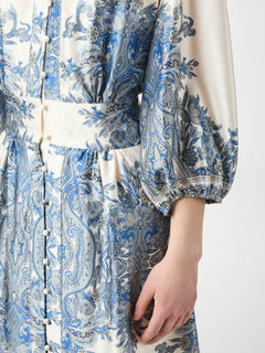 Stellar Paisley Border Dress - Ash Blue