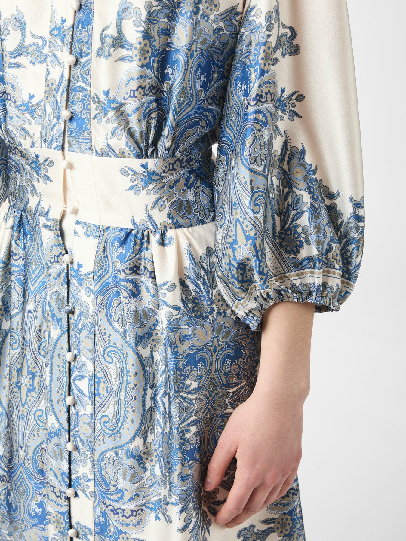 Stellar Paisley Border Dress - Ash Blue