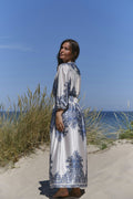 Stellar Paisley Border Dress - Ash Blue