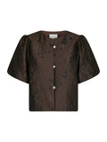Aisa Brocade Blouse - Mörkbrun