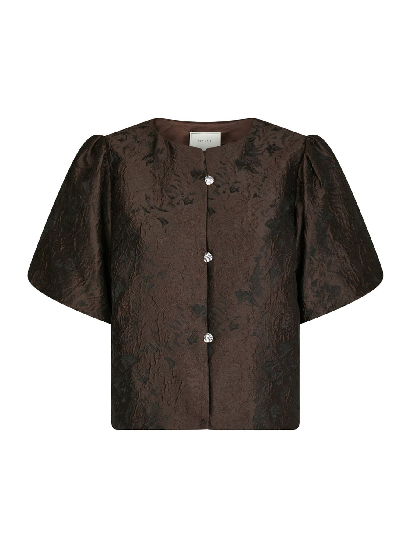 Aisa Brocade Blouse - Mörkbrun