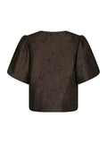 Aisa Brocade Blouse - Mörkbrun
