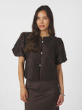 Aisa Brocade Blouse - Mörkbrun