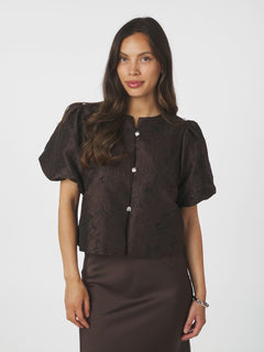 Aisa Brocade Blouse - Dark Brown