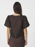 Aisa Brocade Blouse - Mörkbrun