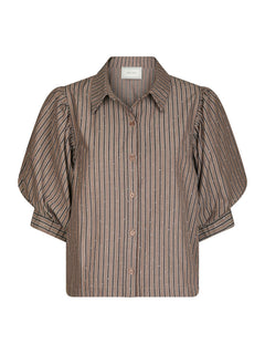 Etta Soft Stripe Stone Shirt - Brown