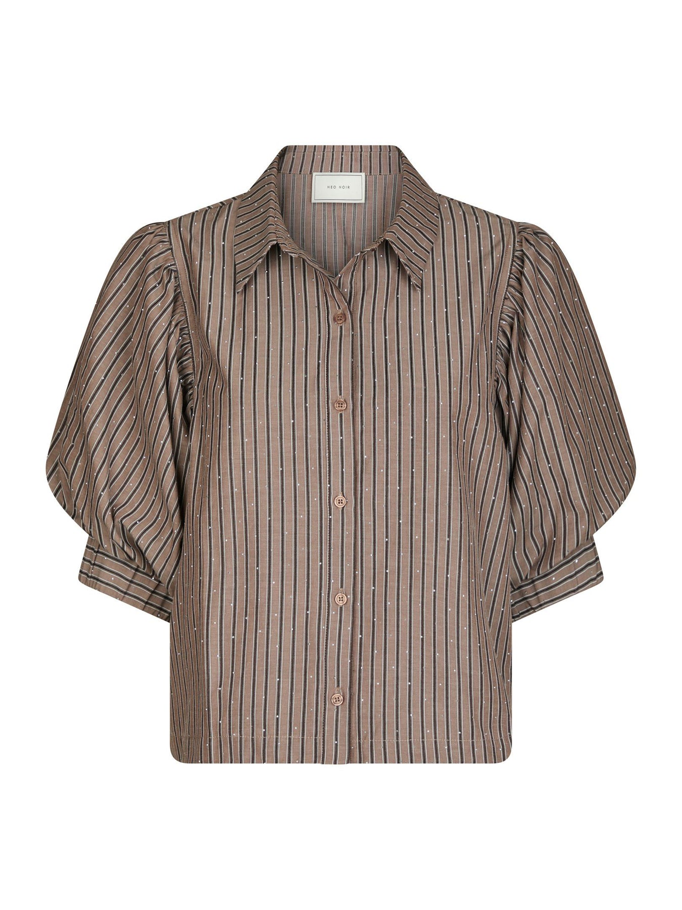 Etta Soft Stripe Stone Shirt - Brun