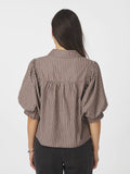 Etta Soft Stripe Stone Shirt - Brun