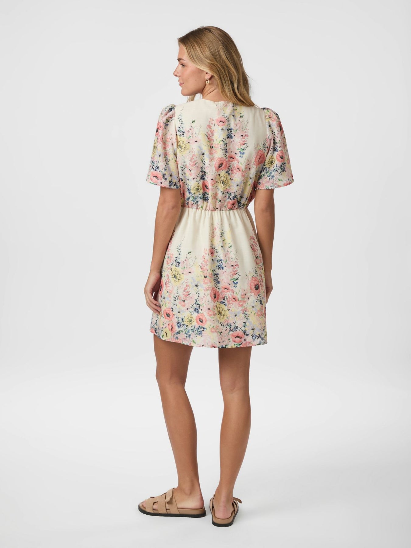 Shena Flower Print Klänning - Creme