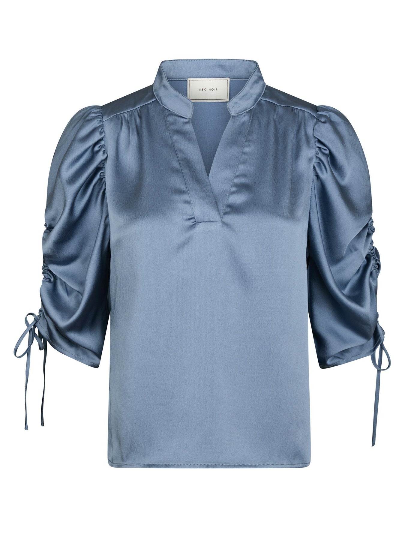 Alvira Drapy Satin Blouse - Dusty Blue