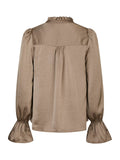 Amara Heavy Sateen Bedaz Blus - Dark Taupe