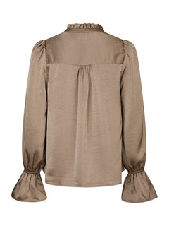 Amara Heavy Sateen Bedaz Blouse - Dark Taupe