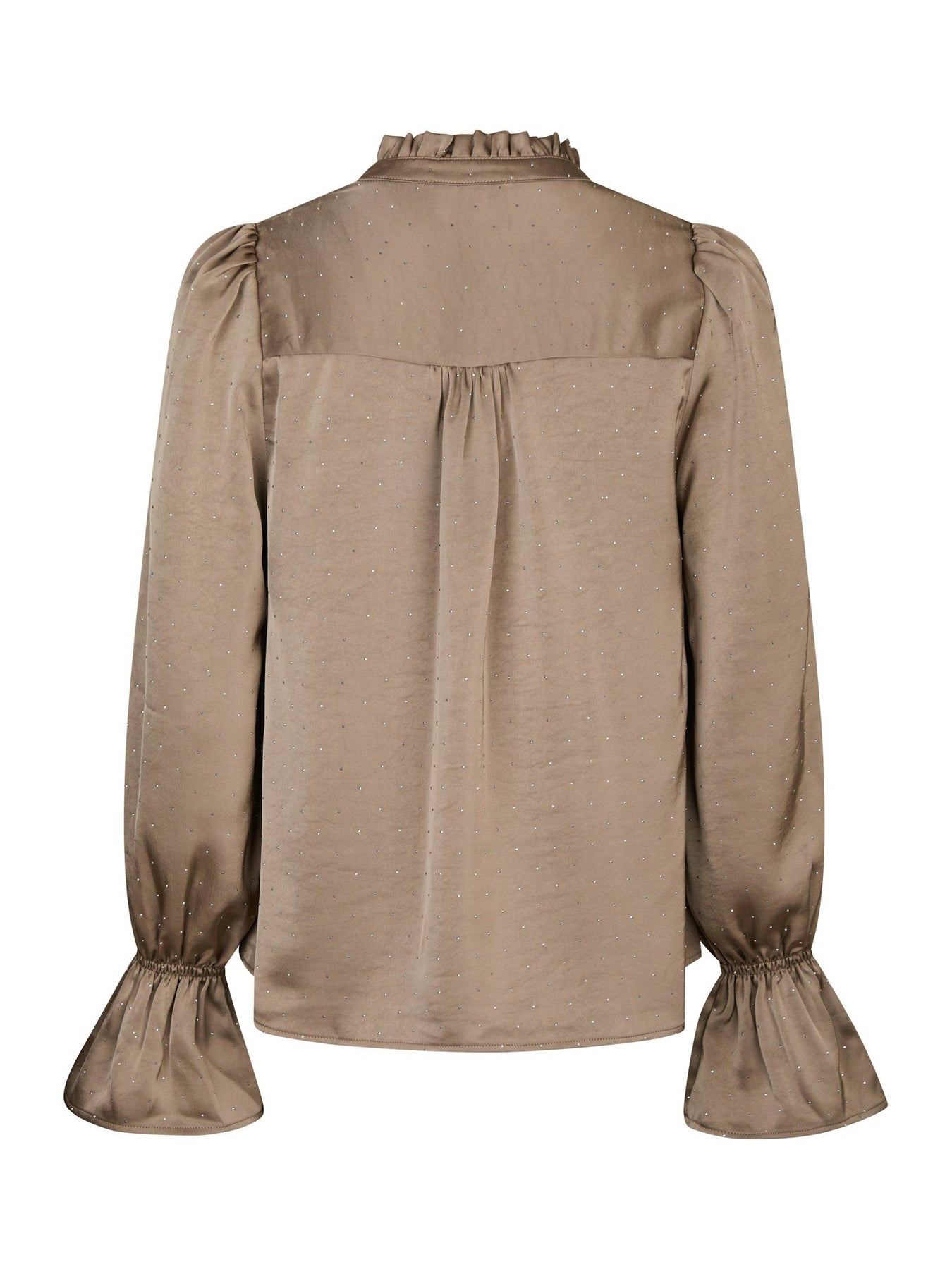 Amara Heavy Sateen Bedaz Blus - Dark Taupe