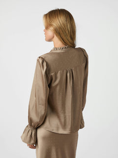 Amara Heavy Sateen Bedaz Blouse - Dark Taupe