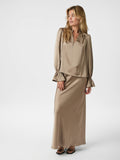 Amara Heavy Sateen Bedaz Blus - Dark Taupe
