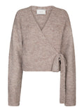 Ronia Fluffy Wrap Knit Kofta - Beige Melange