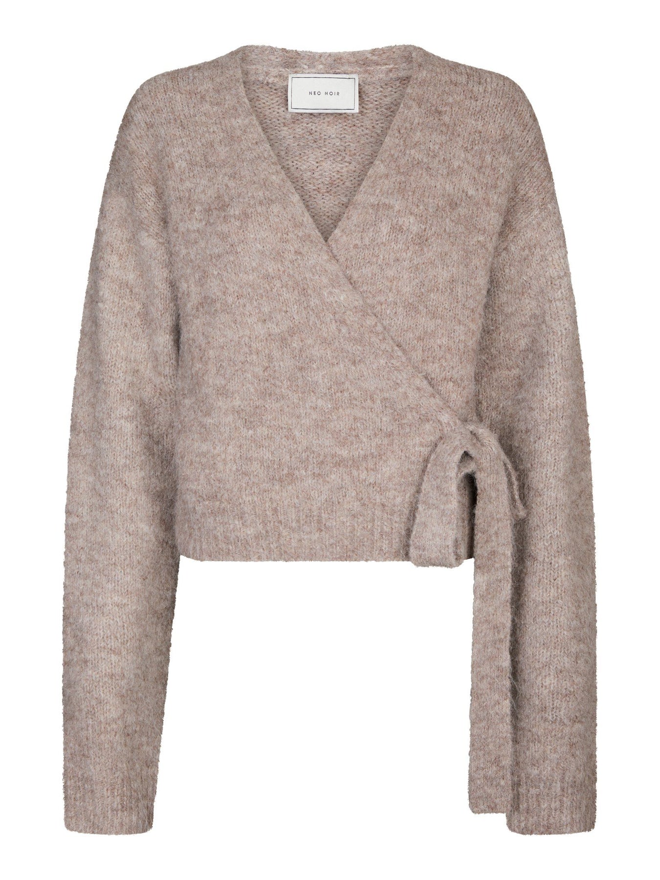 Ronia Fluffy Wrap Knit Kofta - Beige Melange