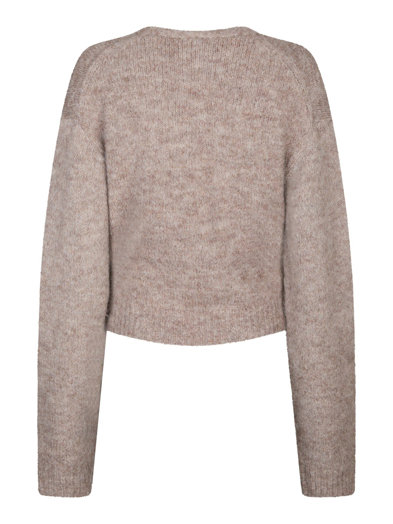 Ronia Fluffy Wrap Knit Kofta - Beige Melange
