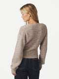 Ronia Fluffy Wrap Knit Kofta - Beige Melange