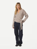 Ronia Fluffy Wrap Knit Kofta - Beige Melange