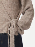 Ronia Fluffy Wrap Knit Kofta - Beige Melange