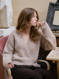 Ronia Fluffy Wrap Knit Kofta - Beige Melange
